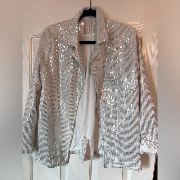 Jackets Coats Sequin Blazer Silver M Poshmark - Main Image